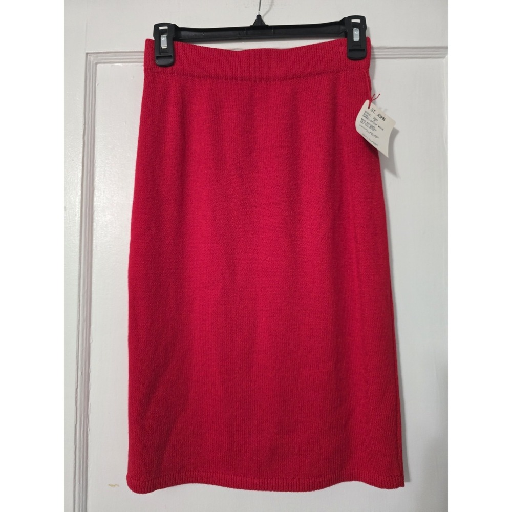 NWT Vintage St John Collection Red Knit Pencil Skirt Womens Size 4‎ *read*